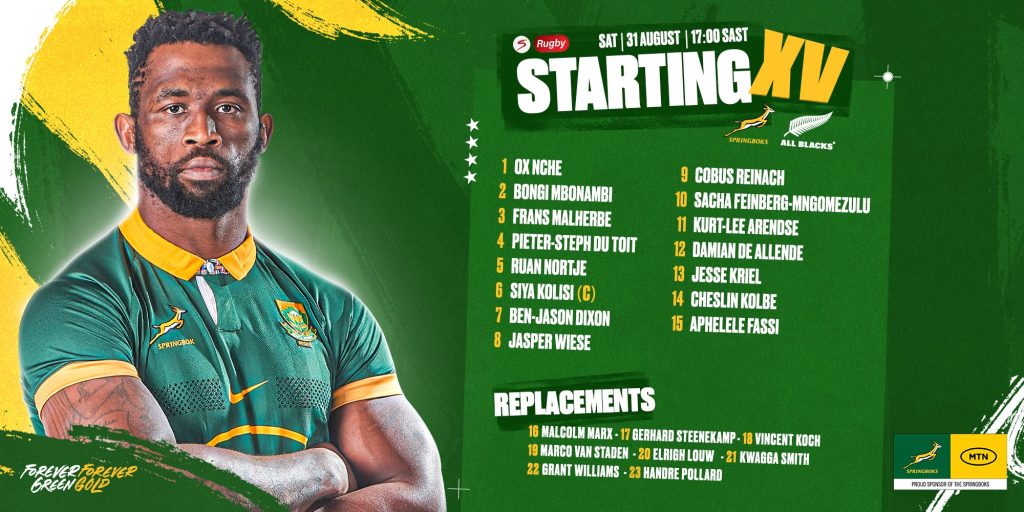 Boks side to face All Blacks