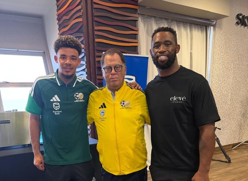 Ronwen Williams, Danny Jordaan and Siya Kolisi