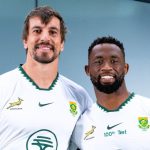 Eben Etzebeth and Siya Kolisi on his 100th appearance