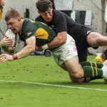 Morne Van Berg scoring a try against All Blacks in Baltimore